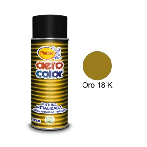 PINTURA METALICA ORO 18 KILATES AEROCOLOR 300 ML