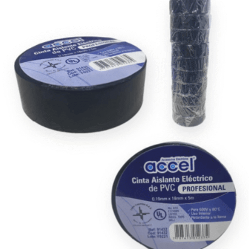 CINTA AISLANTE ELECTRICA ACCEL NEGRA 5MTS- PAQ X10