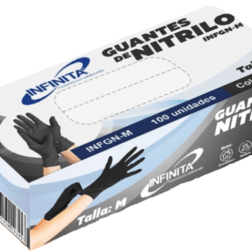 GUANTE DE NITRILO COLOR NEGRO CAJA X 100 UND TALLA S